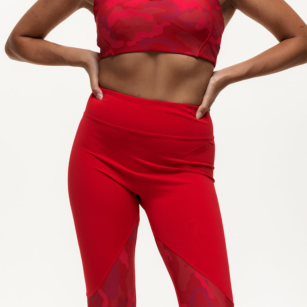 Vertex Camo High Rise Leggings - Ruby Red