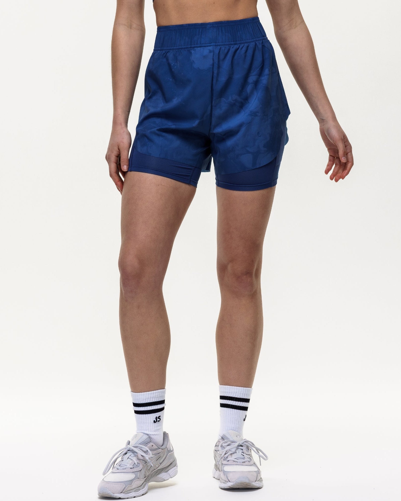 Run The Distance 2-in-1 Shorts - Indigo Marble