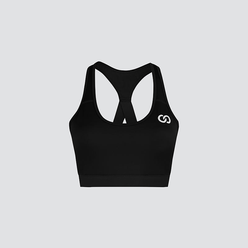 Deep Black Motion Emblem Sports Bra