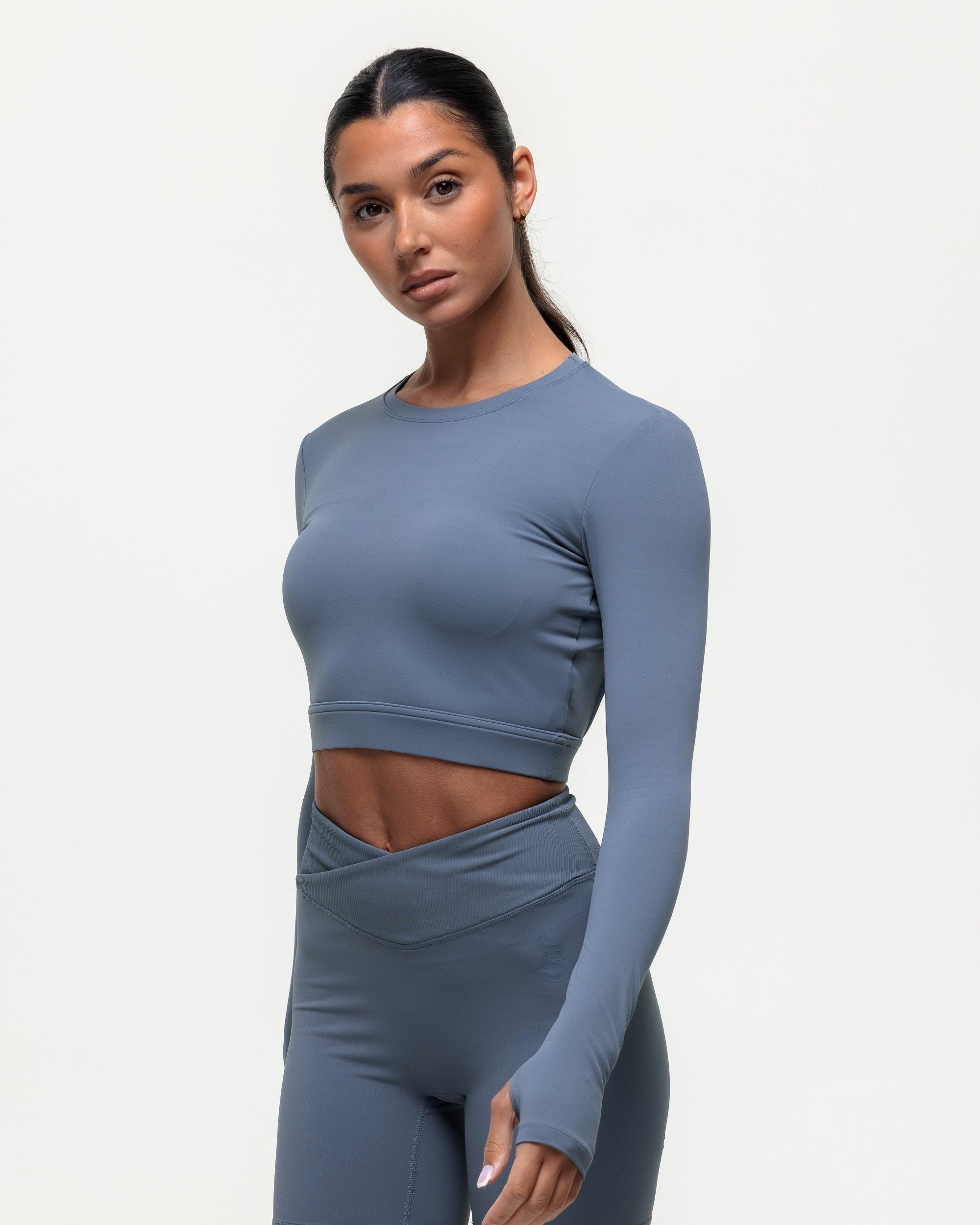Karma Long Sleeve Crop Top - Graphite