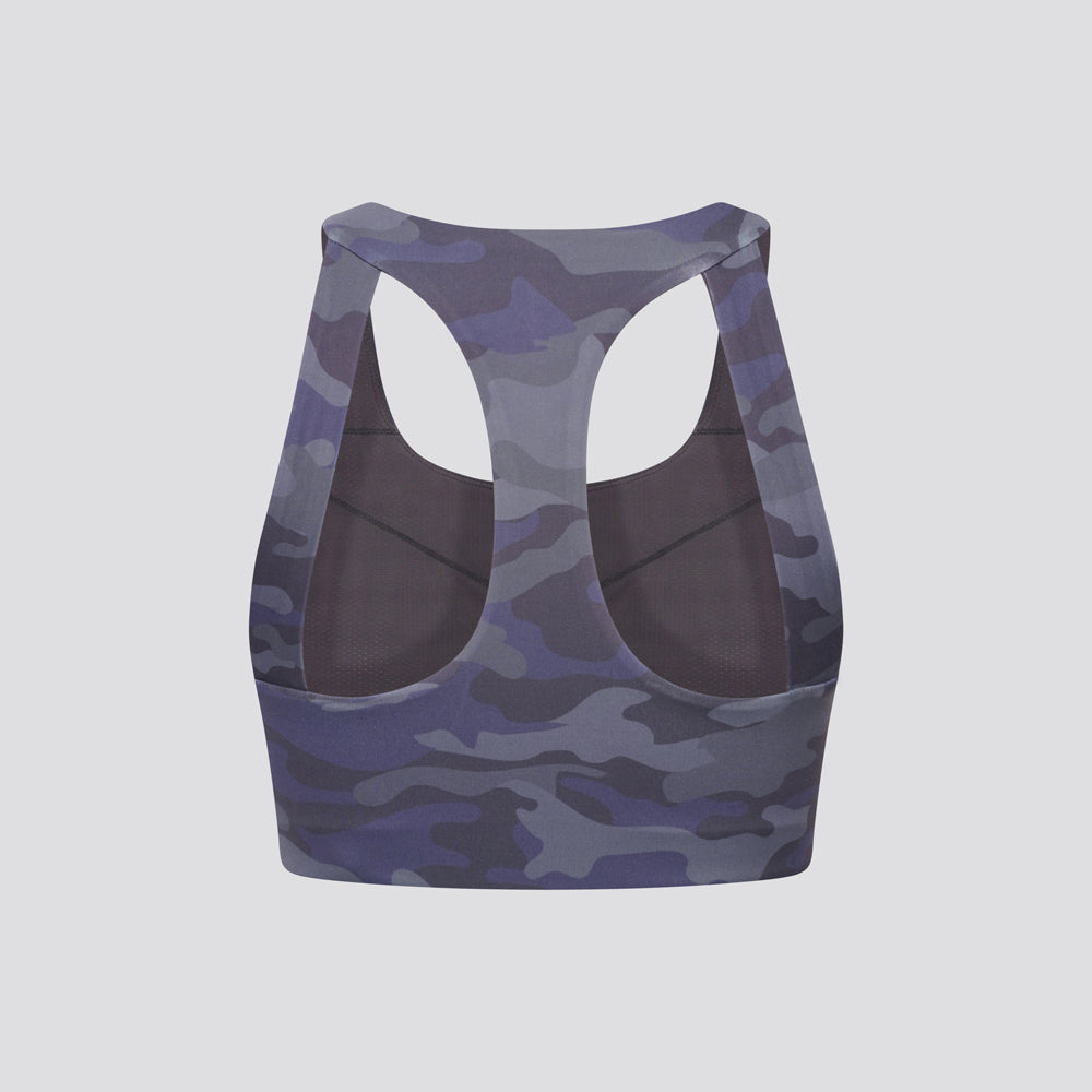 Vertex Camo Multi Strap Sports Bra - Washed Black