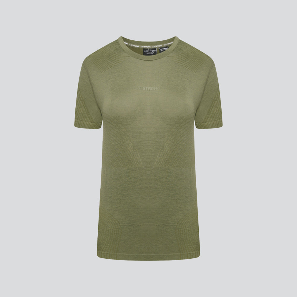 Laser Seamless Workout Tee - Military Green