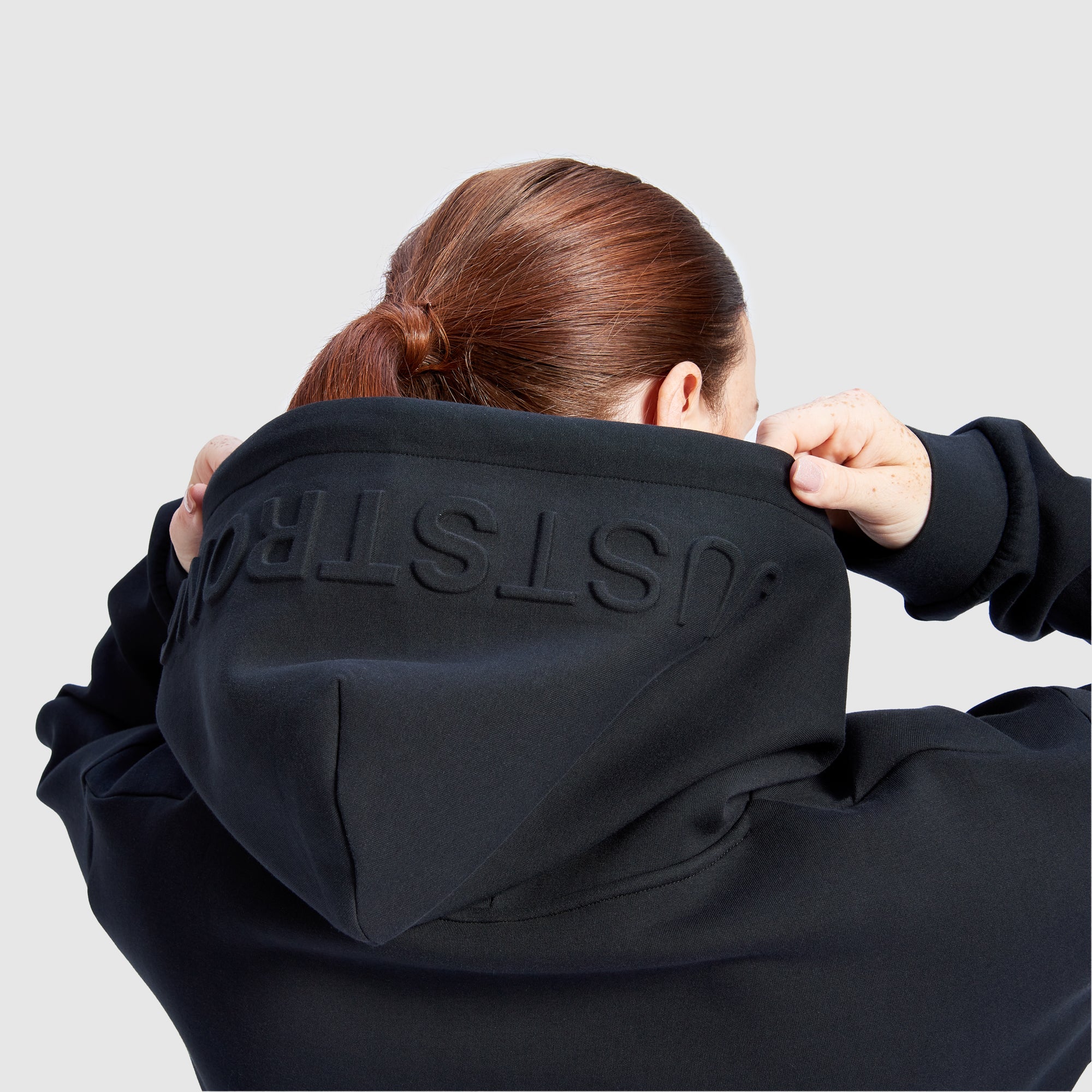 Black Embossed Luxe Minimal Hoodie