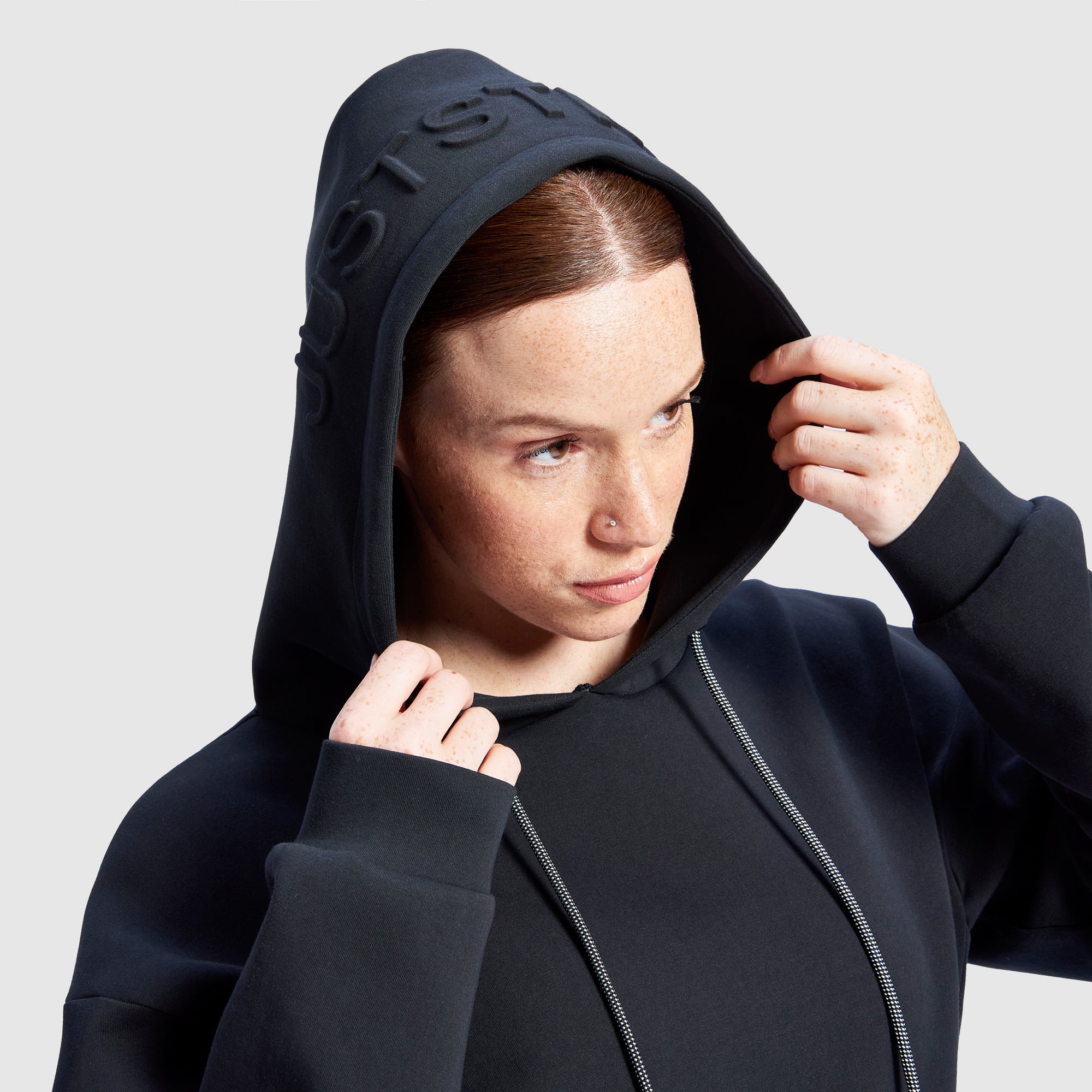 Black Embossed Luxe Minimal Hoodie