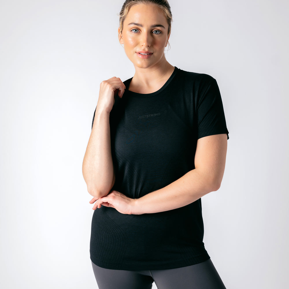 Laser Seamless Workout Tee - Black Onyx