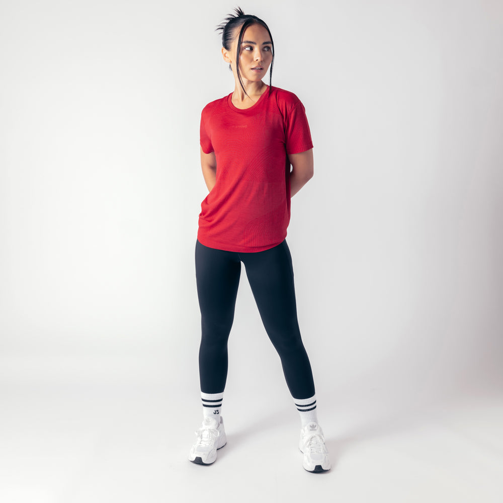 Laser Seamless Workout Tee - Ruby Red