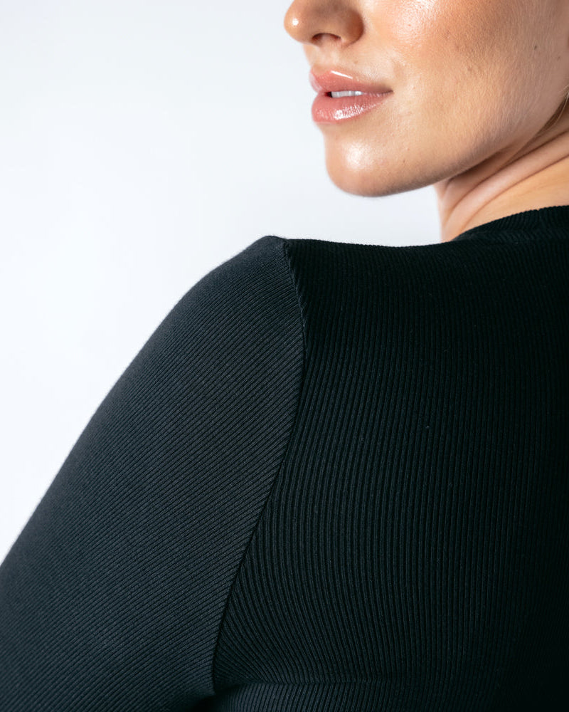 Long Sleeve Workout Tee - Black Onyx