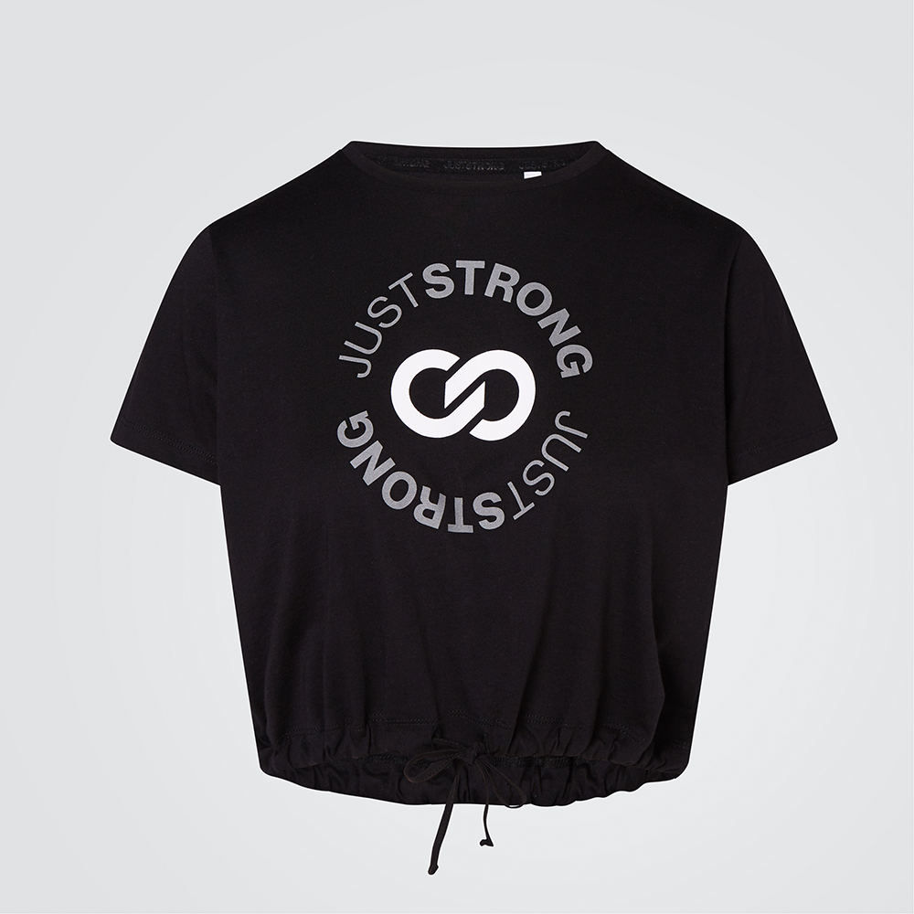 Black Reflective Cropped Stamp Graphic Tee