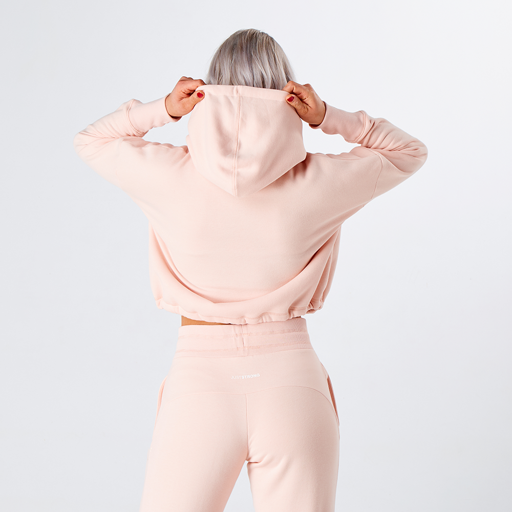 Pearl Pink Marl Relax Cropped Hoodie