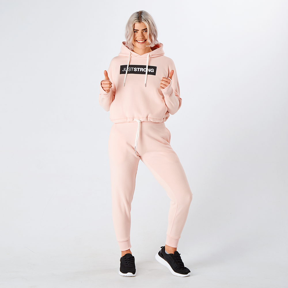 Pearl Pink Marl Relax Cropped Hoodie