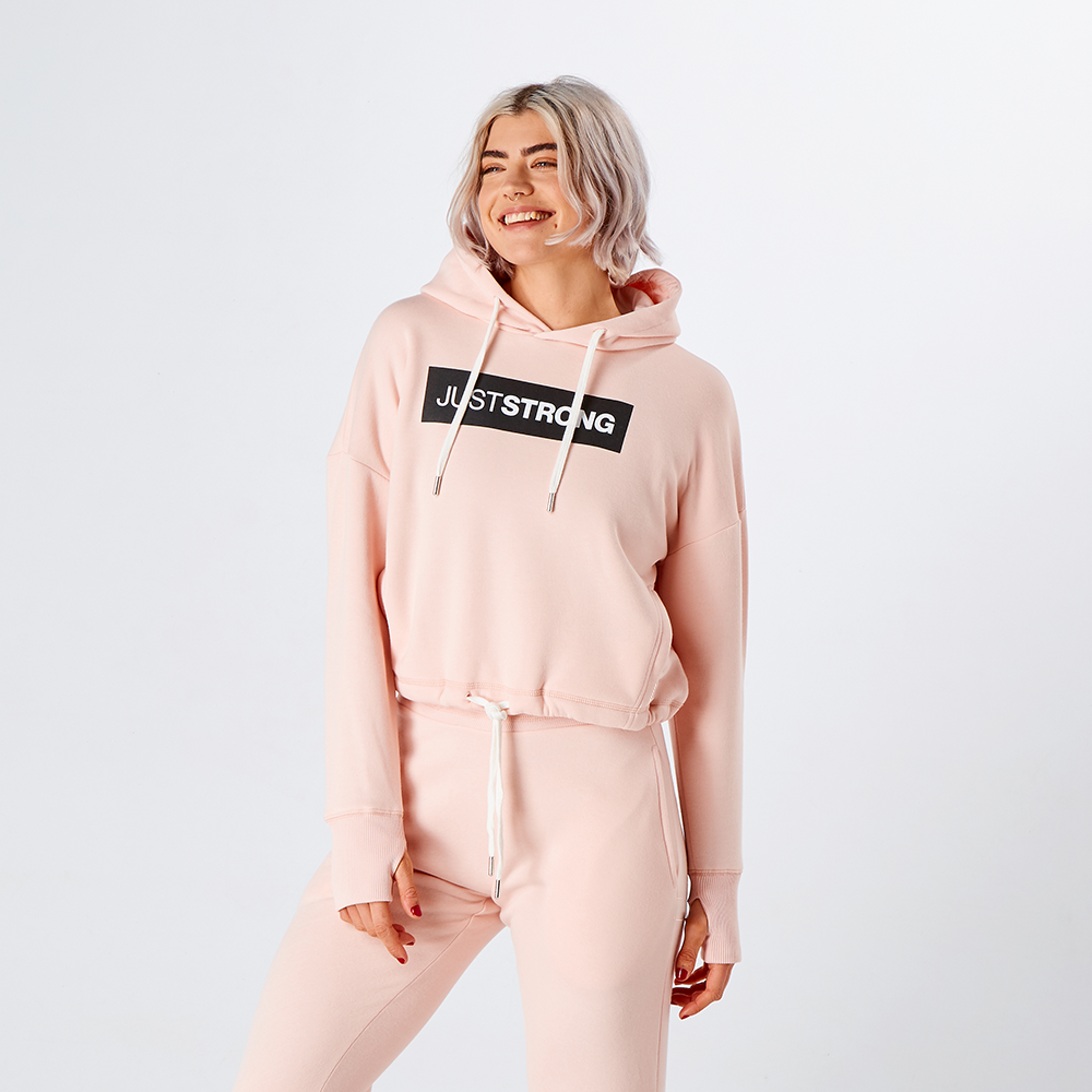 Pearl Pink Marl Relax Cropped Hoodie