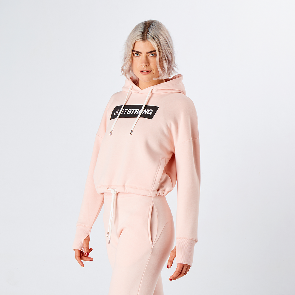 Pearl Pink Marl Relax Cropped Hoodie