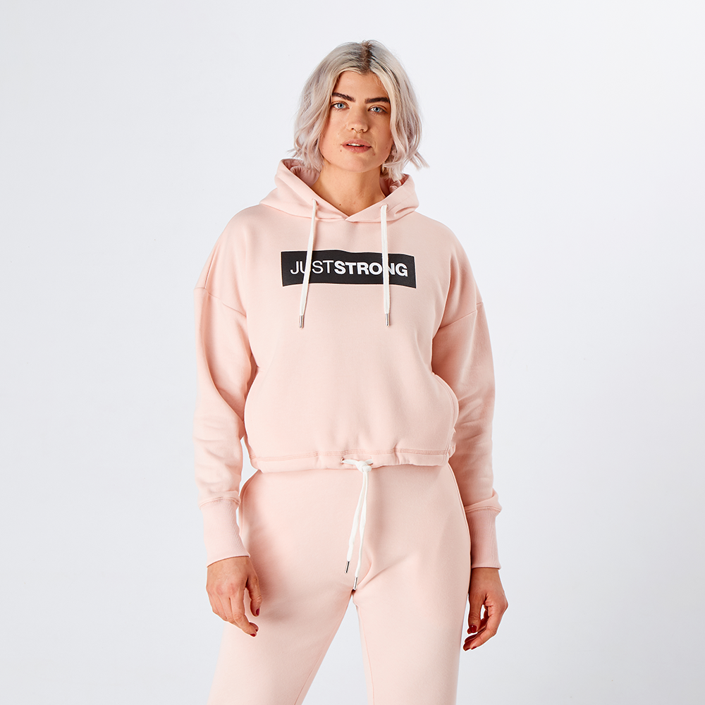 Pearl Pink Marl Relax Cropped Hoodie